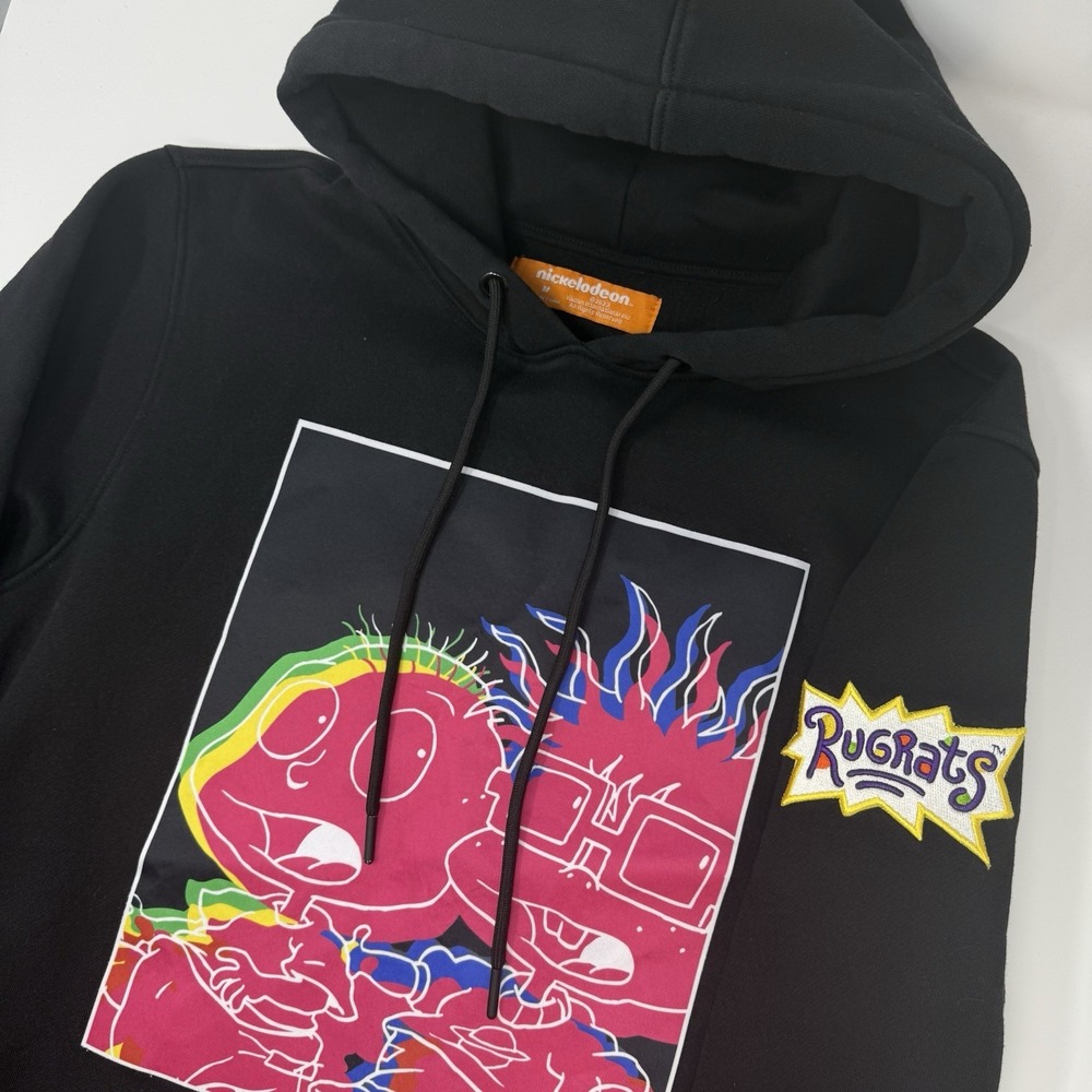 Nickelodeon Rugrats Tommy Chuckie Graphic Hoodie Black Mens Medium 2022